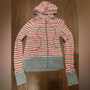 lululemon athletica Red and Gray Striped Hoodie